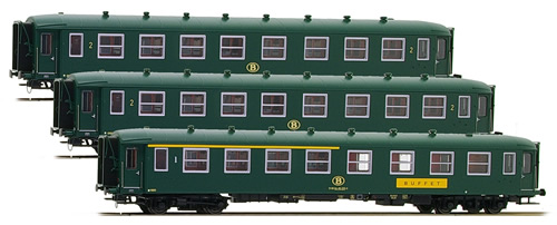 LS Models 42111 - 3pc Passenger Coach Set I2 B ex-A + I2 B ex-A + I2 AR of the SNCB